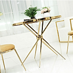 Обеденный стол с чёрной круглой столешницей на золотых ножках Rive Gauche Table варинант исполнения - 1 | Loft Concept в Грозном