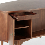 Дизайнерский письменный стол округлой формы с 4-мя ящиками и дверкой с полочками Rili варинант исполнения - 3 | Loft Concept в Грозном