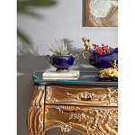 Чаша темно-синяя фарфоровая с бронзовыми ручками и ажурным ободком Eden Garden варинант исполнения - 4 | Loft Concept в Грозном