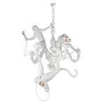 Люстра с тремя фигурами обезьян с лампочками в руках белого цвета Hanging Monkey варинант исполнения - 1 | Loft Concept в Грозном