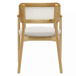 Стул обеденный с мягким сиденьем и спинкой из плетеного ротанга Wood and Textile Chair варинант исполнения - 4 | Loft Concept в Грозном