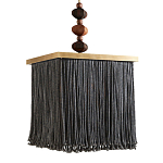 Люстра квадратная с бахромой и подвесом из деревянных бусин Psyche варинант исполнения - 2 | Loft Concept в Грозном