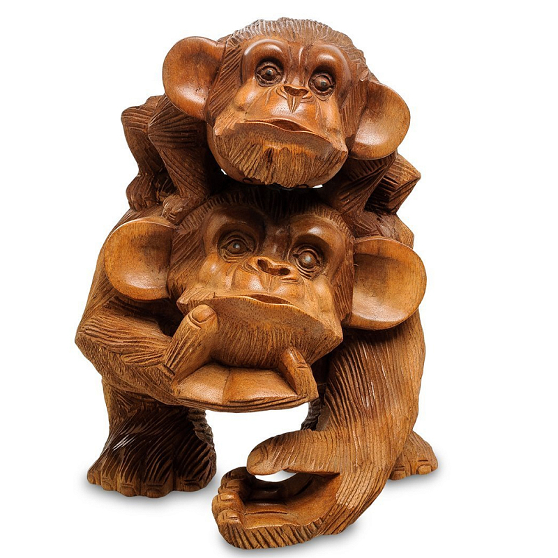 Статуэтка из дерева суар в виде обезьяны с детёнышем Mama Monkey Коричневый Статуэтка из дерева суар в виде обезьяны с детёнышем Mama Monkey Коричневый в Грозном | Loft Concept