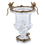 Ваза из прозрачного стекла на бронзовой подставке с ободком и ручками в виде стрекоз Eden Garden варинант исполнения - 1 | Loft Concept в Грозном