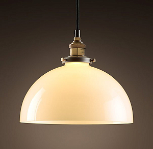Подвесной светильник Loft Clear Glass SemiSphere Cloche 1 Milky