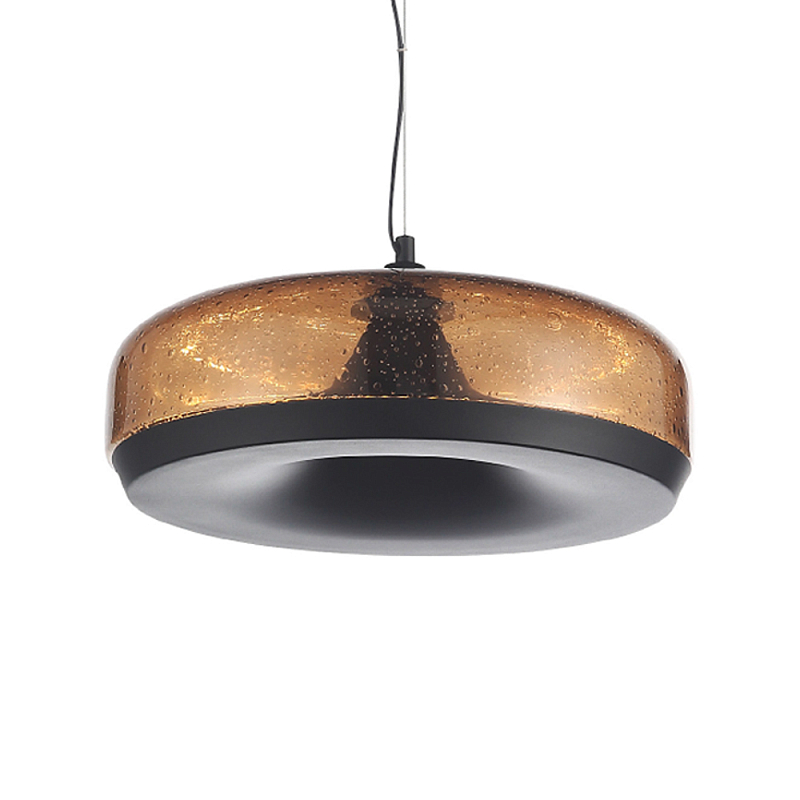 Подвесной светильник с стеклянным плафоном LED 42W 3000K Glass Textured Lampshade Черный Коричневый в Грозном | Loft Concept 