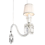 Подвесной светильник с белым текстильным абажуром и изогнутым хрустальным основанием с подвесками Lustre Reverie варинант исполнения - 4 | Loft Concept в Грозном