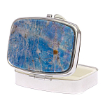 Таблетница карманная прямоугольная на 2 отделения с зеркалом и накладкой из натурального камня Лазурит Silver Stone Pillboxes варинант исполнения - 2 | Loft Concept в Грозном