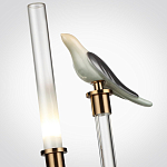 Настольная лампа с прозрачной трубкой и декоративной фигуркой птицы на бронзовой подставке Ganthea варинант исполнения - 4 | Loft Concept в Грозном