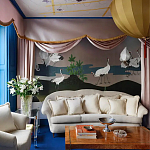 Обои ручная роспись Tsuro Cranes Original colourway on Tarnished Silver gilded paper варинант исполнения - 1 | Loft Concept в Грозном