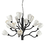 Люстра подвесная черного цвета с ветвями и белыми фарфоровыми цветами Floralis варинант исполнения - 1 | Loft Concept в Грозном