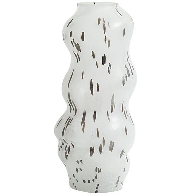 Декоративная ваза из стекла Wavy Glass Vase M Белое матовое стекло Коричневый в Грозном | Loft Concept 