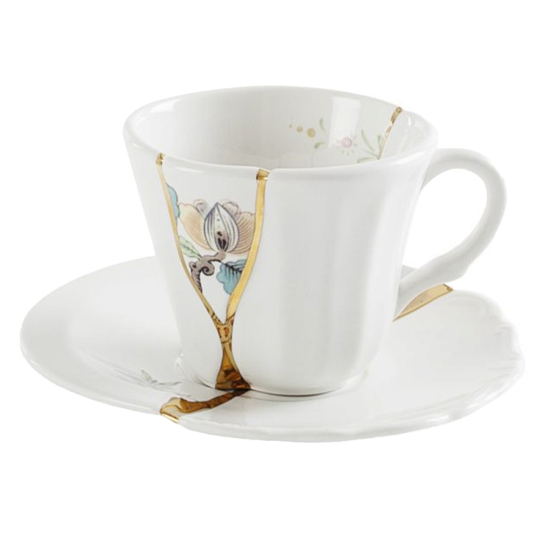 Кофейная пара Seletti Kintsugi 2 Белый Золотой Мульти Кофейная пара Seletti Kintsugi 2 Белый Золотой Мульти в Грозном | Loft Concept
