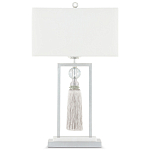 Настольная лампа с прямоугольным тканевым абажуром на белом мраморном основании Silver Threads варинант исполнения - 3 | Loft Concept в Грозном