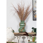 Ваза зеленого цвета из фарфора с бронзовыми ручками в виде драконов и рельефным цветочным декором Eden Garden porcelain and bronze варинант исполнения - 7 | Loft Concept в Грозном