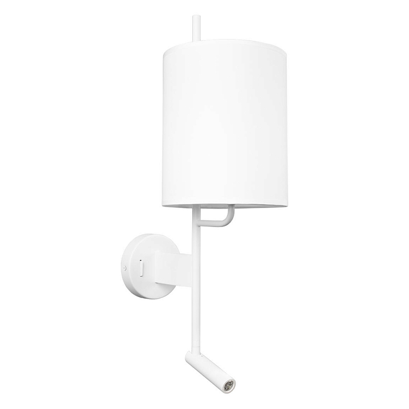 Бра с цилиндрическим тканевым абажуром и регулируемым спотом Pure Cylinder Белый в Грозном | Loft Concept 