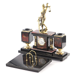 Настольный письменный набор из яшмы с часами в подарочной упаковке Manager Organizer варинант исполнения - 2 | Loft Concept в Грозном