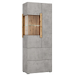 Шкаф-витрина двухдверная с фасадом цвета серый бетон Grace of Furniture варинант исполнения - 2 | Loft Concept в Грозном