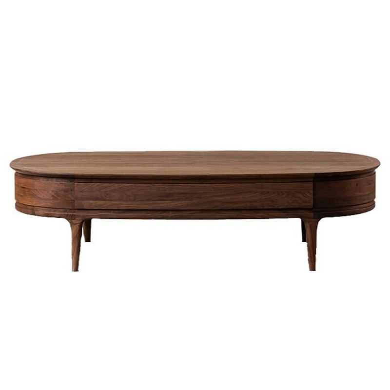 Кофейный стол овальный из дерева с 2-мя ящиками Coffee Walnut Table Орех Кофейный стол овальный из дерева с 2-мя ящиками Coffee Walnut Table Орех в Грозном | Loft Concept