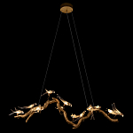 Люстра подвесная линейная с прозрачными стеклянными птичками на ветвях Serip Voa варинант исполнения - 3 | Loft Concept в Грозном