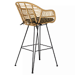 Стул барный с ротанговым плетением Half Bar Chair with Wicker с подлокотниками варинант исполнения - 4 | Loft Concept в Грозном