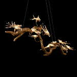 Люстра подвесная линейная с прозрачными стеклянными птичками на ветвях Serip Voa варинант исполнения - 9 | Loft Concept в Грозном