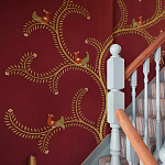 Обои с вышивкой ручной работы Fyodor Original colourway on Merlot linen варинант исполнения - 2 | Loft Concept в Грозном