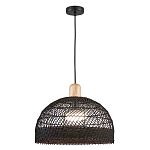 Подвесной светильник с округлым абажуром из черного ротанга Wicker Furniture варинант исполнения - 1 | Loft Concept в Грозном