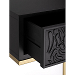 Приставной столик с резным узором на выдвижном ящике Black Table Carved Pattern варинант исполнения - 3 | Loft Concept в Грозном