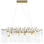 Люстра подвесная прямоугольная с бронзовыми акцентами и прозрачными стеклянными каплями Droplet Chandelier варинант исполнения - 1 | Loft Concept в Грозном