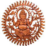 Панно из дерева круглое Ганеша Panel With Animals варинант исполнения - 1 | Loft Concept в Грозном