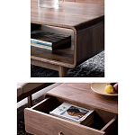 Кофейный стол из дерева с ящиком и нишей для хранения Coffee Walnut Table варинант исполнения - 4 | Loft Concept в Грозном