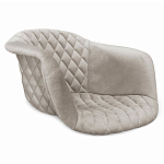 Барный стул со спинкой и мягкой обивкой с ромбами на 4-х деревянных ножках Бежевый Велюр Ava Charm варинант исполнения - 2 | Loft Concept в Грозном