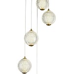 Каскадная люстра с 5-ю плафонами из акрила в виде шара Felice Chandelier Brass варинант исполнения - 2 | Loft Concept в Грозном