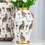 Ваза белая овальная с рисунком леопардов и золотыми акцентами LEOPARD Collection варинант исполнения - 4 | Loft Concept в Грозном