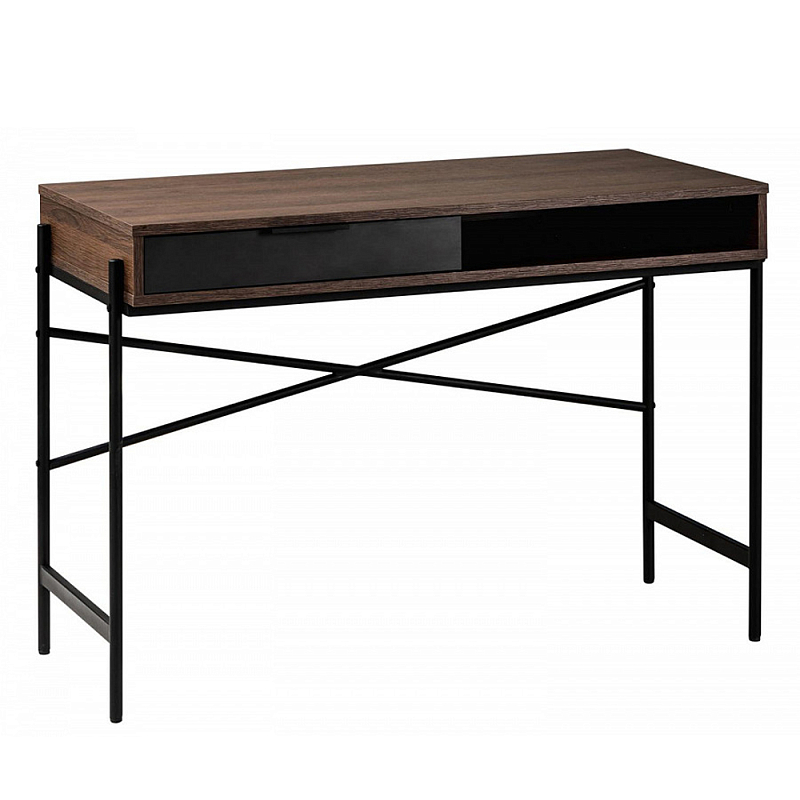 Стол рабочий в стиле лофт с ящиком и нишей для хранения Urban Style Space 2 Черный Дуб табак в Грозном | Loft Concept 