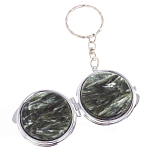 Зеркало брелок карманное двухстороннее из натурального камня Серафинит Stone Mirrors варинант исполнения - 6 | Loft Concept в Грозном