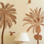 Обои с вышивкой ручной работы Deco Palms Raffia on linen варинант исполнения - 1 | Loft Concept в Грозном