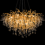 Люстра подвесная с прозрачными стеклянными подвесками в форме капель Диаметр 100 см Droplet Chandelier варинант исполнения - 8 | Loft Concept в Грозном