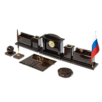 Настольный письменный набор с часами из природного камня обсидиана  Gift for Manager варинант исполнения - 2 | Loft Concept в Грозном
