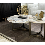 Столик журнальный с круглой мраморной столешницей Unique Stone Design варинант исполнения - 8 | Loft Concept в Грозном