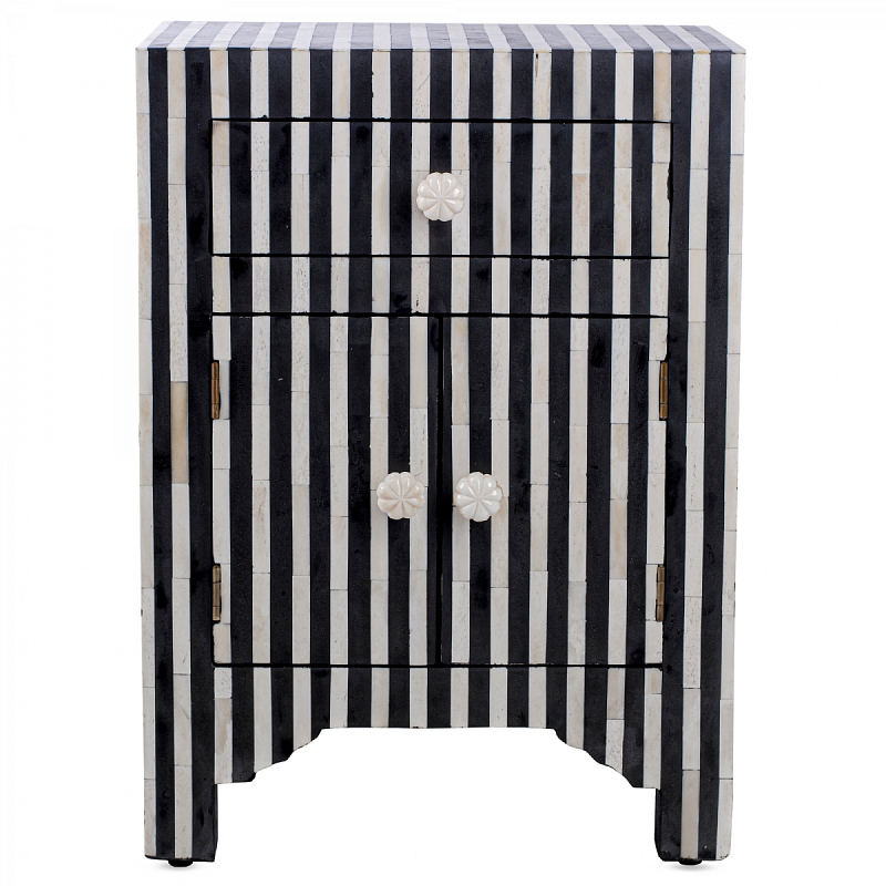 Тумба инкрустация костью Inlaid Bone Stripes чёрно-белые полосы Белый Черный Тумба инкрустация костью Inlaid Bone Stripes чёрно-белые полосы Белый Черный в Грозном | Loft Concept