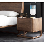 Прикроватный деревянный столик с 2-мя ящиками Moon Walnut Furniture варинант исполнения - 2 | Loft Concept в Грозном