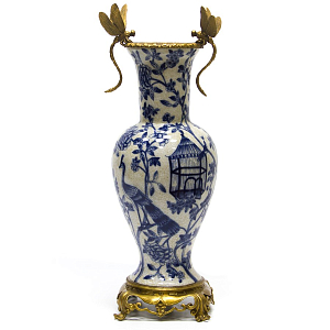 Ваза Blue Peacock & Bronze Dragonflies