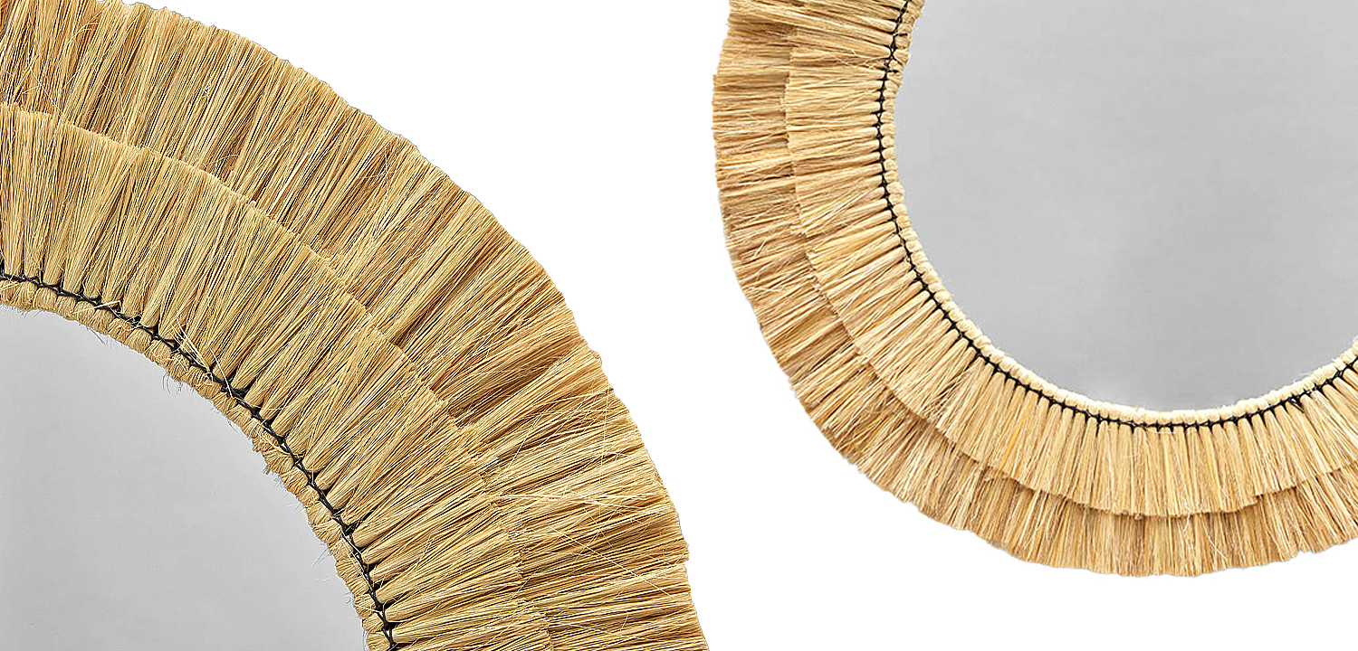 Круглое зеркало с плетеной рамой Jyoti Wicker Mirror Круглое зеркало с плетеной рамой Jyoti Wicker Mirror - Loft-Concept в Грозном