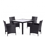Обеденный комплект из искуственного ротанга Vintara черный варинант исполнения - 1 | Loft Concept в Грозном