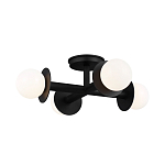 Потолочный светильник с тремя белыми матовыми стеклянными плафонами в форме шаров на черном основании Generation Lighting варинант исполнения - 2 | Loft Concept в Грозном