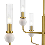 Люстра с 6-ю плафонами в форме стеклянных трубок и мраморных декоративных элементов Montreal варинант исполнения - 5 | Loft Concept в Грозном