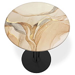 Стол журнальный круглый с бежевой столешницей из стекла Beige Marble варинант исполнения - 2 | Loft Concept в Грозном