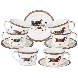 Чайный набор из фарфора с изображением лошадей Porcelain Horse Set 
